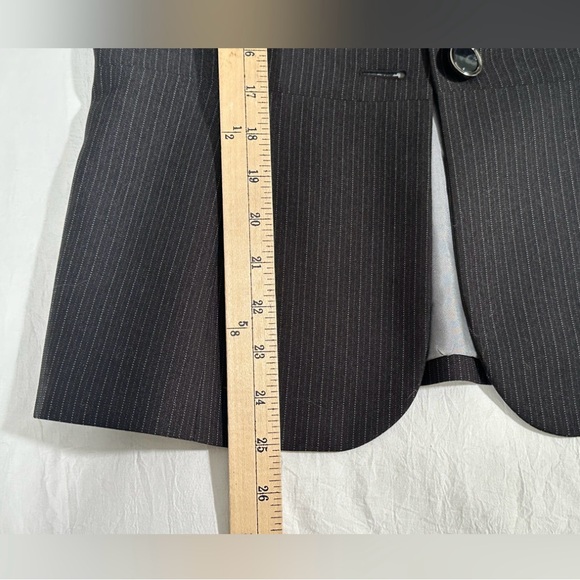 TAHARI ASL Blazer Jacket Black White Pinstripes Button Down Long Sleeve Size 4 - Picture 10 of 12